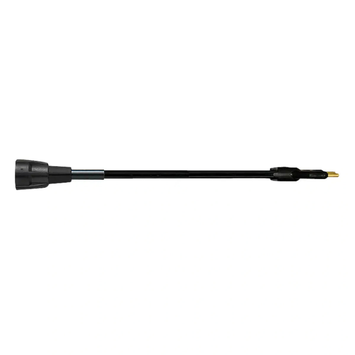 Close-up view of Hot Shot flexible stock shaft cattle prod on a white background