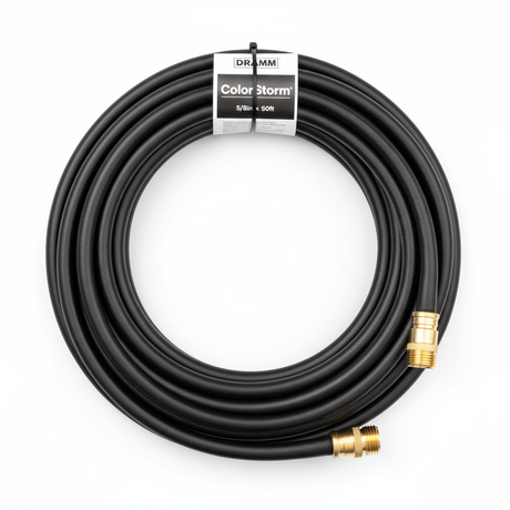 Dramm ColorStorm Black Garden Hose 5/8 inch x 50 feet with solid brass fittings