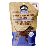 Front view of Jay's Bison & Blackberry Dog Treats on a white background