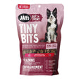 Front view of Jay's Tiny Bits Smoked Beef Dog Treats on a white background