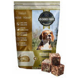 A front view of K9 Choice Complete Cuisine Frozen Plus Rabbit Dog Food on a white background