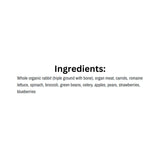 Ingredients list of K9 Choice Frozen Complete Cuisine Plus Rabbit Dog Food