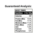 Guaranteed Analysis of K9 Choice Frozen Fine Ground Tripe 3lb Premium Beef Dog Food