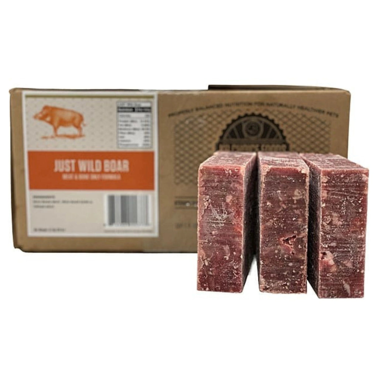 Front view of K9 Choice Frozen Just Wild Boar Dog Food on a white background