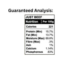 Guaranteed Analysis of K9 Choice Frozen Meat and Bone Only 20lb Just Beef Dog Food
