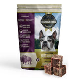 Front view of K9 Choice Plus Raw Frozen Buffalo Dog Food on a white background