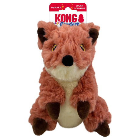 Front view of Kong Tykes Fox Plush Dog Toy on a white background