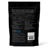 Back view of Mad Barn Monosodium Phosphate horse feed supplement packaging on a white background