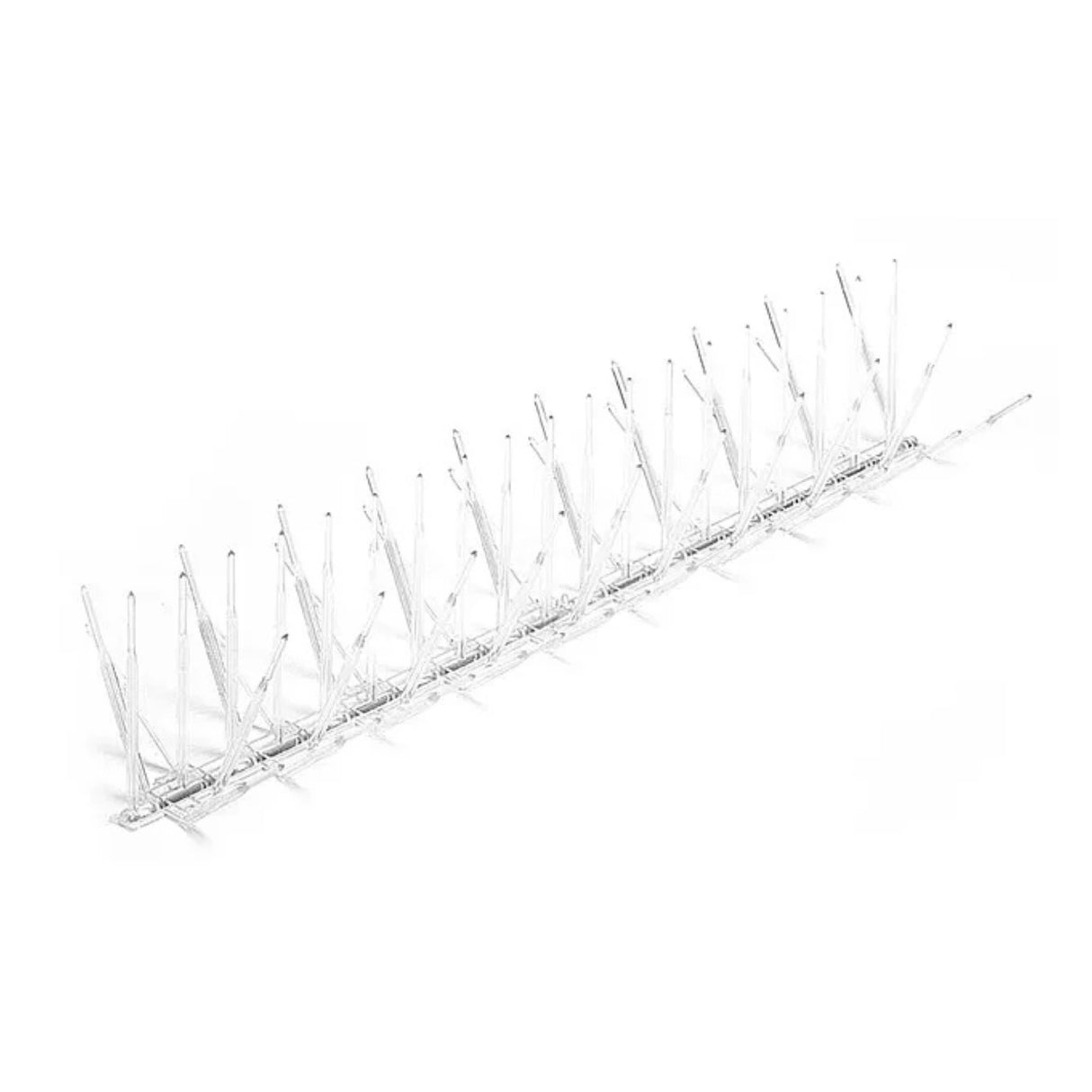 Close-up view of Masterline Polycarbonate Bird Spikes on a white background