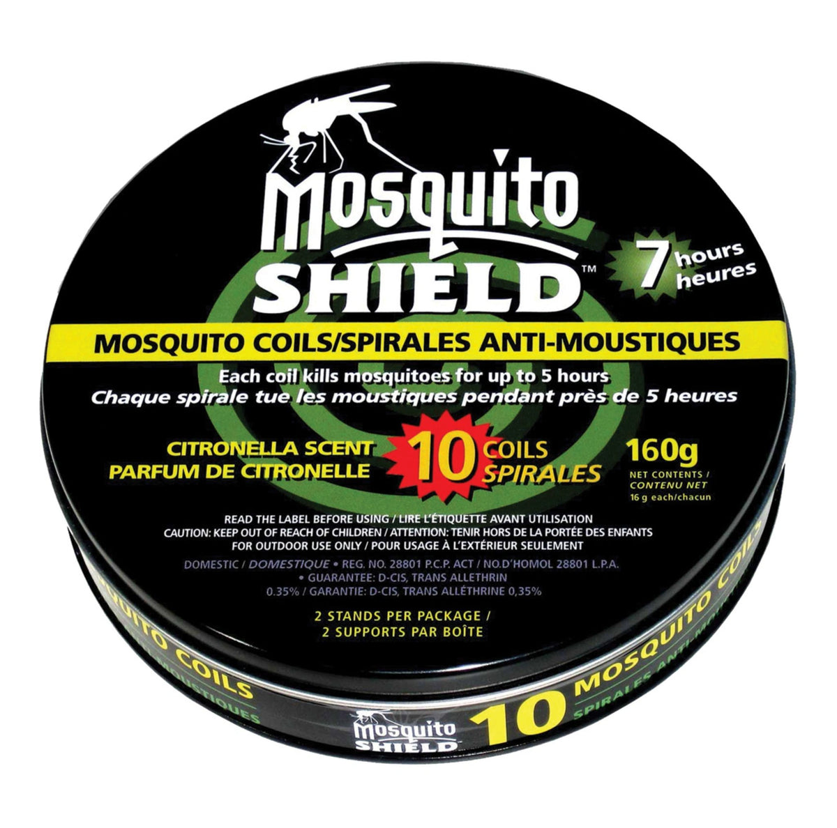 Front view of Mosquito Shield Mosquito Repellent Coil Tin Pack on a white background