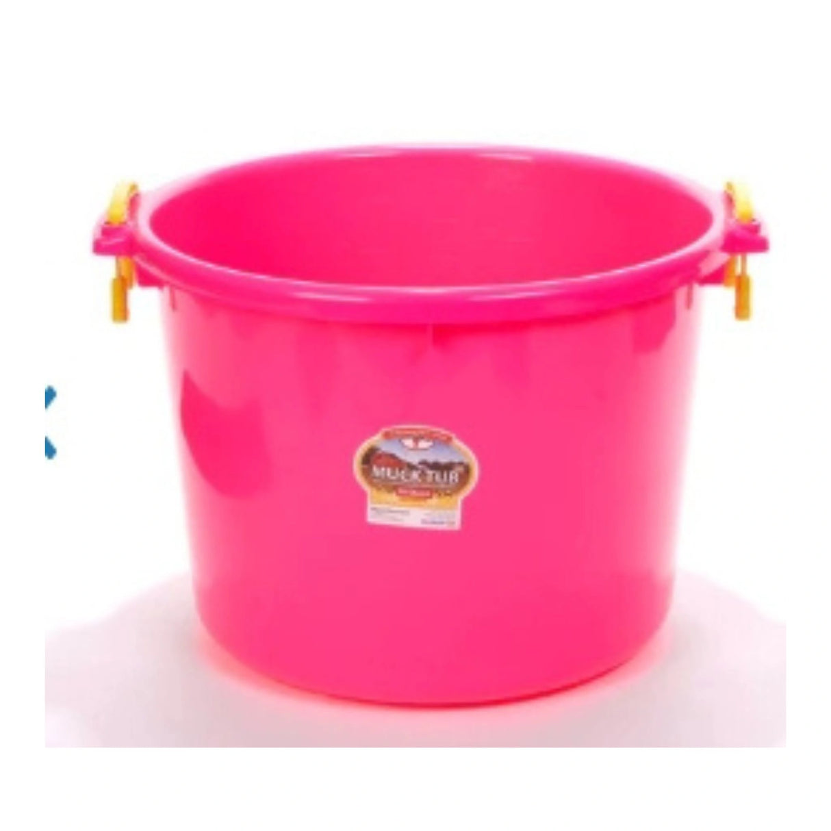 A front view of a hot pink 70 Quart Plastic Muck Tub on a white background