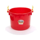 A front view of a red 70 Quart Plastic Muck Tub on a white background