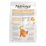 A back view of Nutrience Grain Free Cat Food Turkey Chicken and Herring on a white background