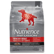 A front view of Nutrience Infusion Healthy Adult Beef Dog Food on a white background