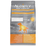 A back view of Nutrience Chicken Dog Food on a white background