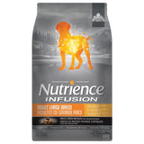 A front view of Nutrience Infusion Healthy Adult Large Breed Chicken Dog Food on a white background