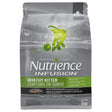 A front view of Nutrience Infusion Healthy Kitten Chicken Cat Food on a white background