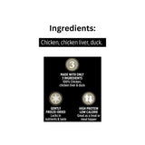 List of ingredients in Nutrience freeze dried chicken duck cat treat with icons