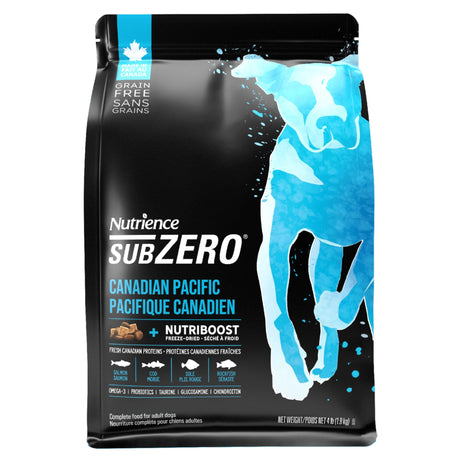 Front view of Nutrience SubZero Canadian Pacific grain-free high protein dog food on a white background