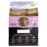 Back view of Nutrience Limited Ingredient Grain Free Pork and Apple dog food packaging highlighting nutritional info on a white background

