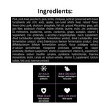 Detailed ingredients list of Nutrience Limited Ingredient Grain Free Pork and Apple dog with icons