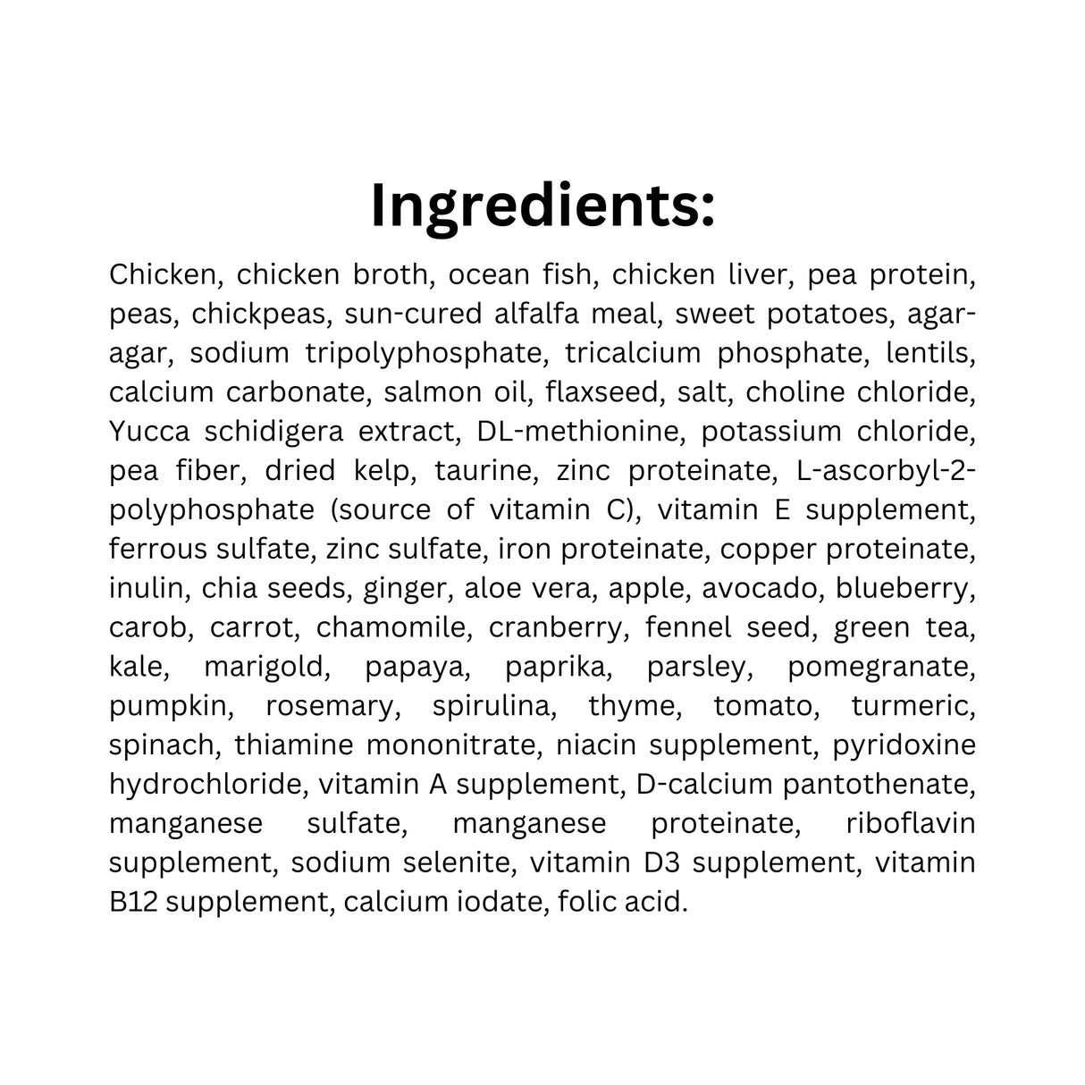List of ingredients of Nutrience Care Weight Management chicken dog food