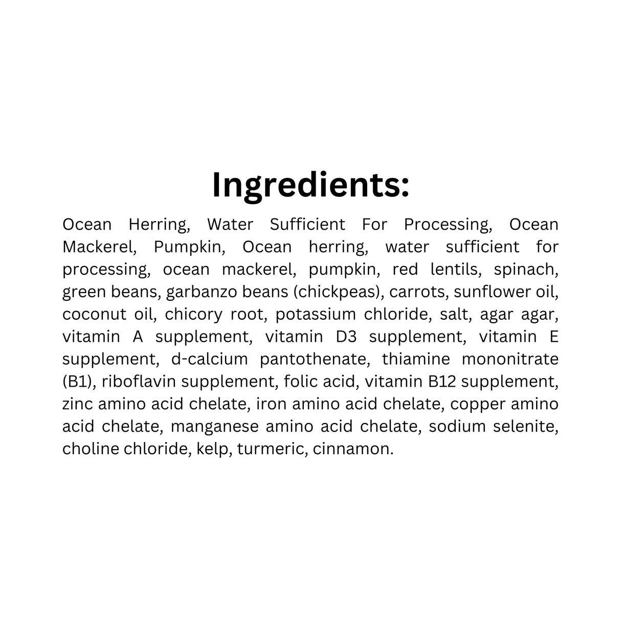 List of ingredients of Open Farm rustic stew herring mackerel dog food.