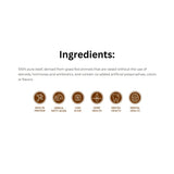 Ingredients of Open Range Beef Chomper Stick Dog Treats with icons