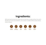 Ingredients list of Open Range Beef Tripe Twist 5" Dog Treats with icons
