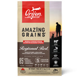 Front view of Orijen Amazing Grains Regional Red Dog Food on a white background