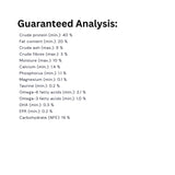 Guaranteed analysis chart of Orijen Grain-Free Protein-Rich Recipes Kitten & Cat Food