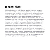 Ingredients list of Orijen Grain-Free Protein-Rich Recipes Kitten & Cat Food