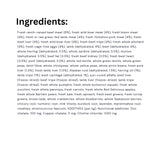 Ingredients list of Orijen Regional Red Protein-Rich Recipes Cat Food