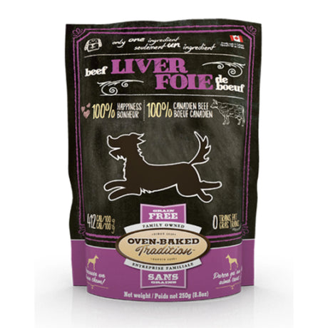 Front view of Oven-Baked Grain Free Beef Liver Dog Treats on a white background