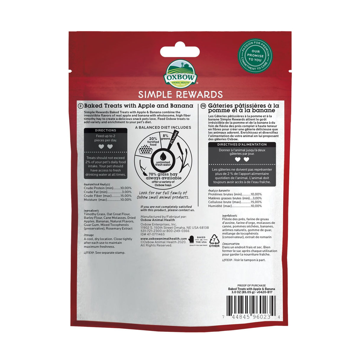 Oxbow Simple Rewards Apple & Banana Baked Treats | 3oz