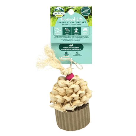 Front view of Oxbow Celebration Cupcake Pet Toys on a white background