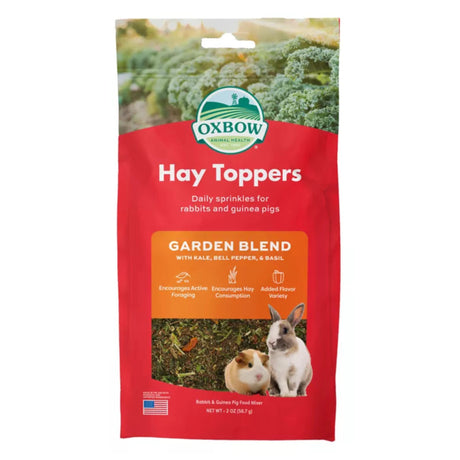 Front view of Oxbow Small Pet Food Hay Topper on a white background