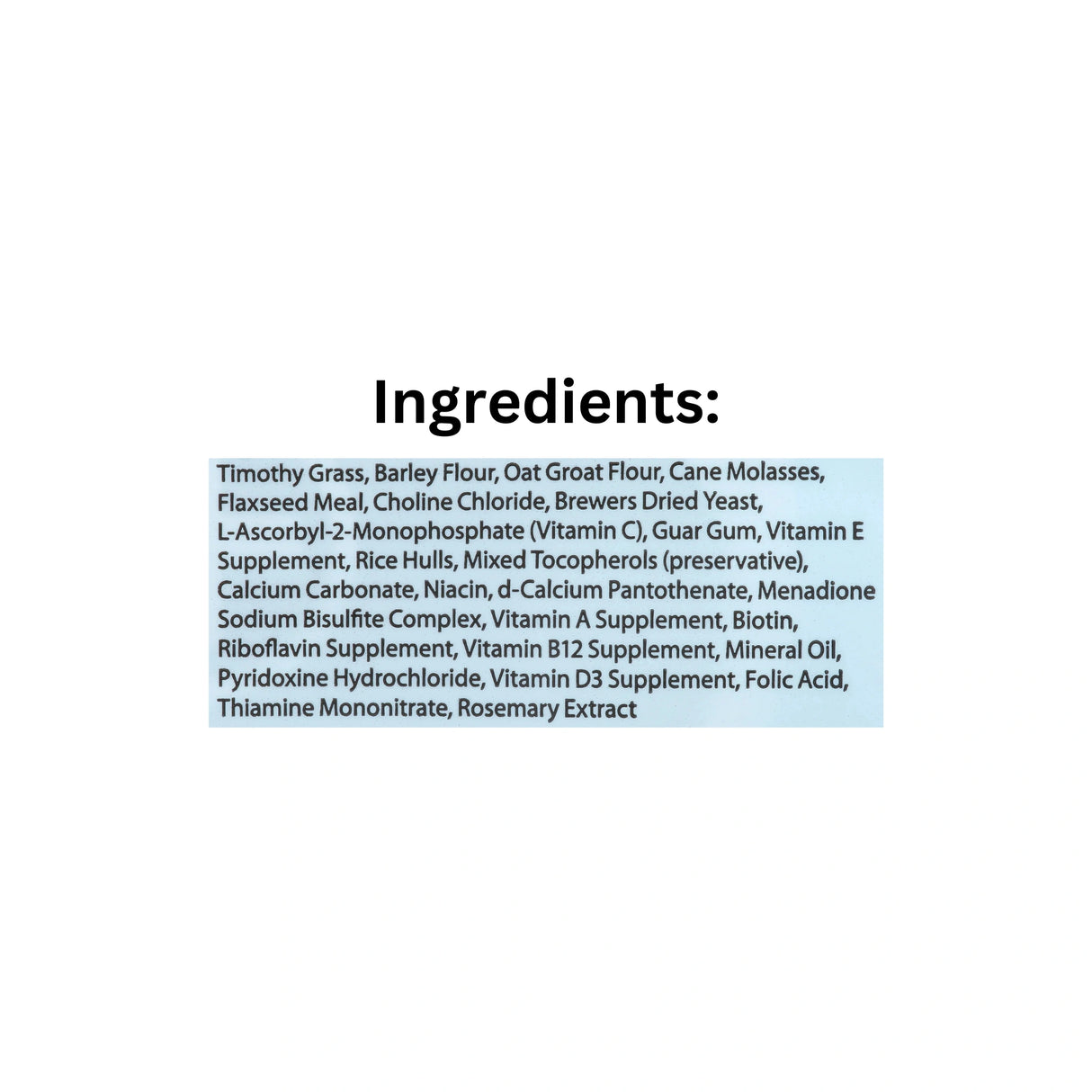 List of Ingredients of Oxbow Multi-Vitamin Pet Supplement