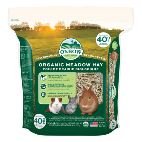 Front view of Oxbow Organic Meadow Hay Pet Food on a white background