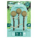 Front view of Oxbow Timmy Pops Small Pet Treats on a white background