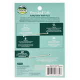 Back view of Oxbow Timothy Waffle Small Pet Treats showing packaging and label on a white background