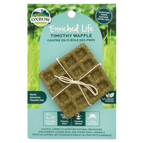 Front view of Oxbow Timothy Waffle Small Pet Treats on a white background
