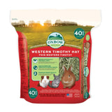 Front view of Oxbow Western Timothy Hay Pet Food on a white background