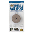A front view of Pet Lodge Mineral Salt Spool with Hanger on a white background
