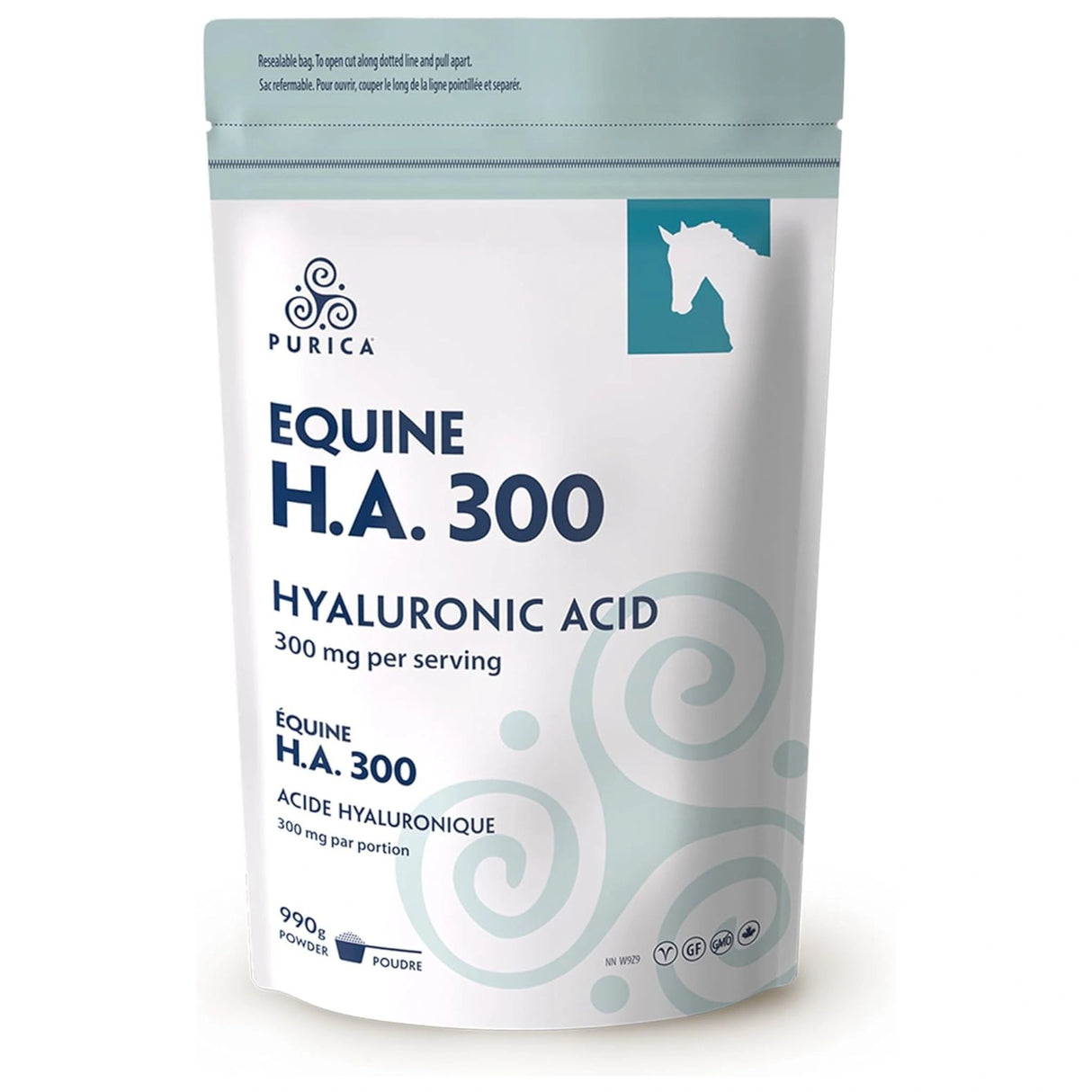 Front view of Purica Equine HA 300 Horse Supplement on a white background