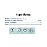 Ingredient list of Purica Equine HA 300 Horse Supplement with icons
