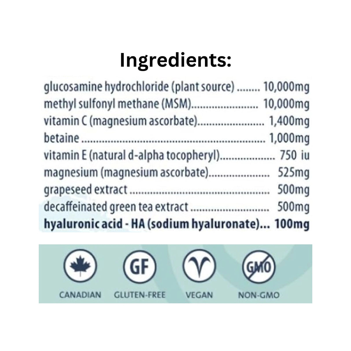List of ingredients in Purica Equine Recovery Extra Strength Horse Feed Supplement