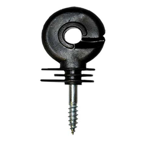 A close-up view of Purity Feed short ring in-line electric fence insulators on a white background