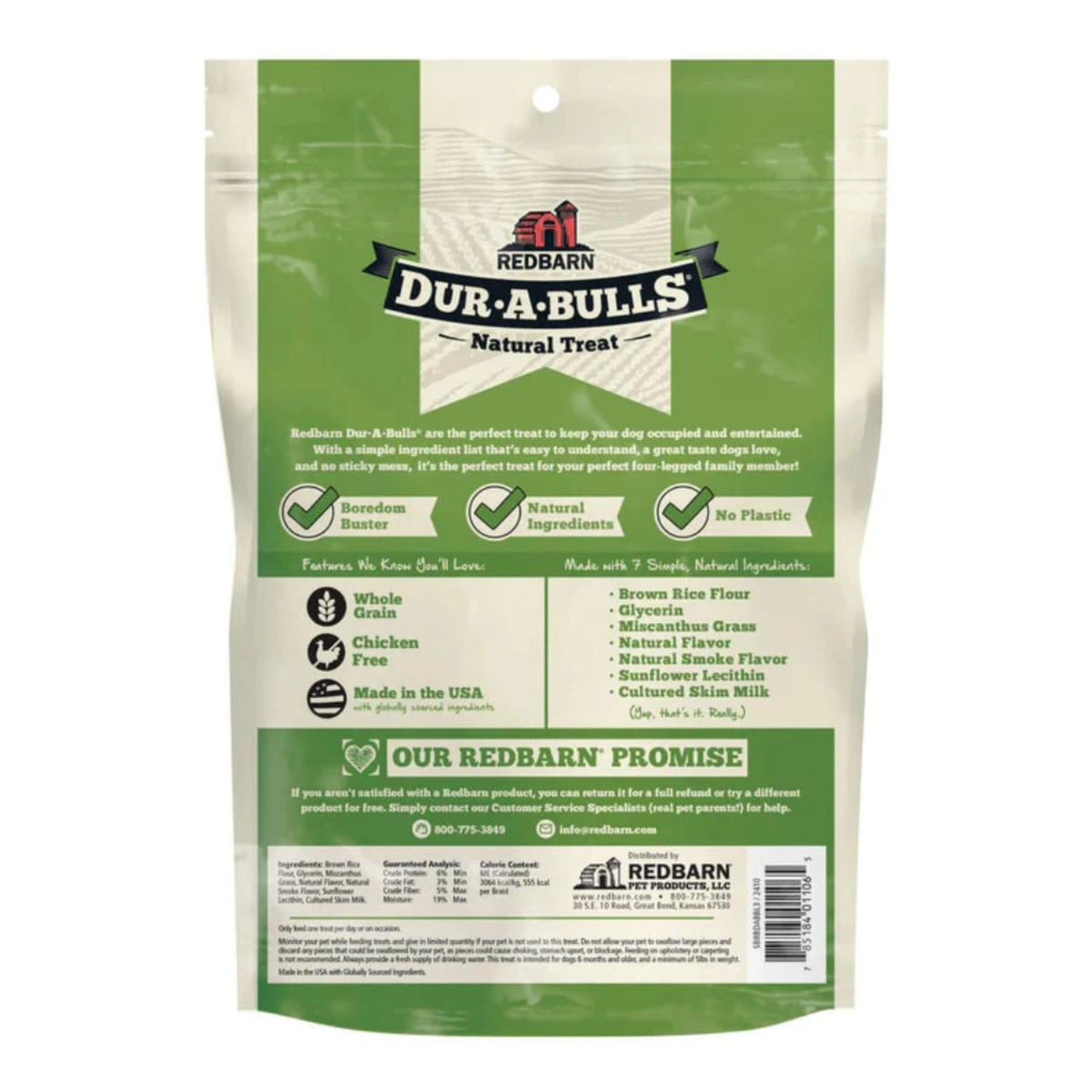 Back view of Redbarn Dur-A-Bulls Tire Dog Treats on a white background