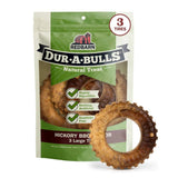 Front view of Redbarn Dur-A-Bulls Tire Dog Treats on a white background